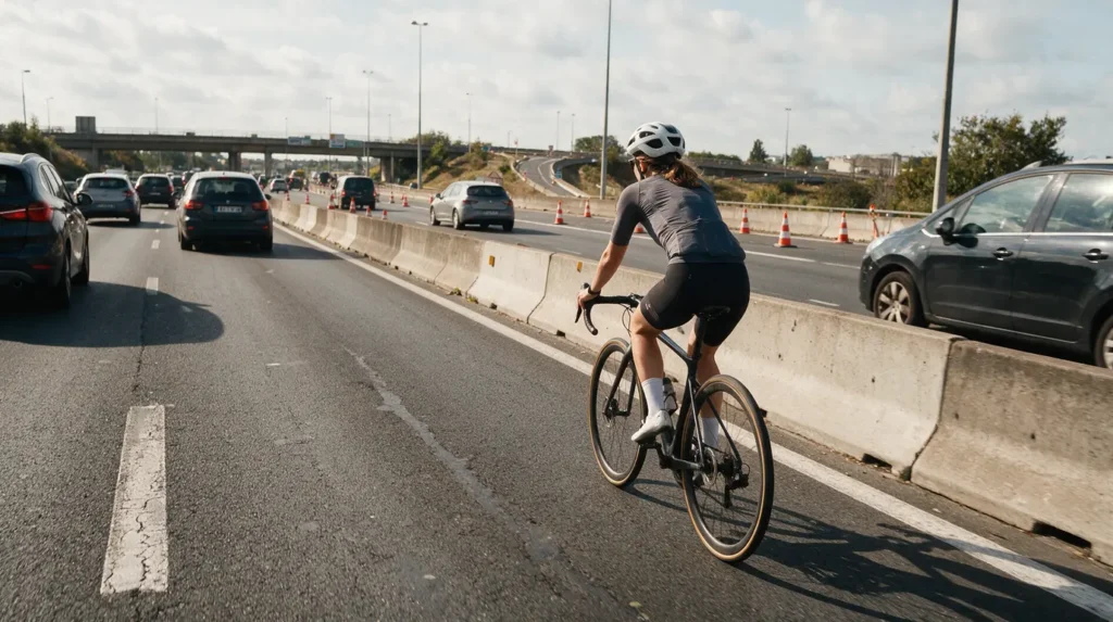 Cycliste sur voie rapide en Île-de-France : ce qu’elle faisait là-bas a surpris tout le monde