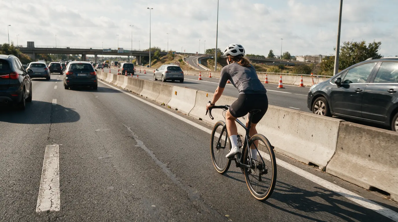 Cycliste sur voie rapide en Île-de-France : ce qu&rsquo;elle faisait là-bas a surpris tout le monde